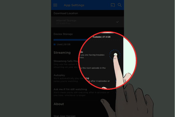 activate “safe mode streaming” (stan app)