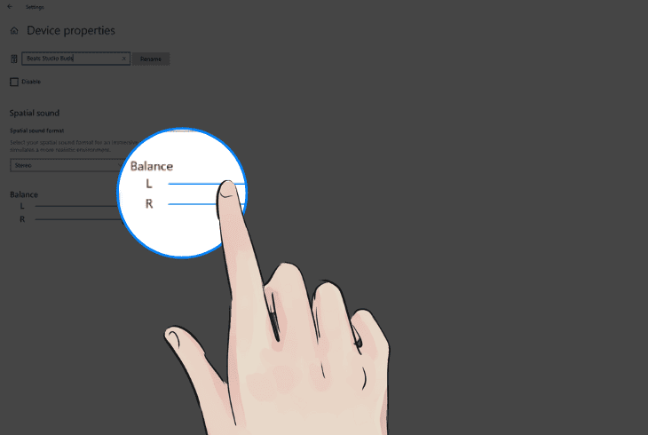 configure “audio balance” on desktop