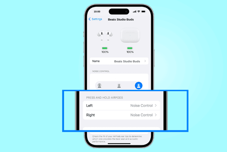 activate “noise control” manually