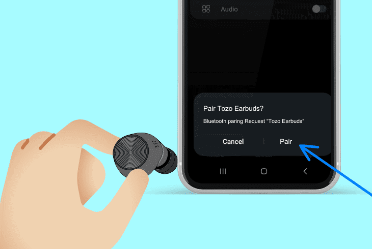 re-pair the tozo earbuds