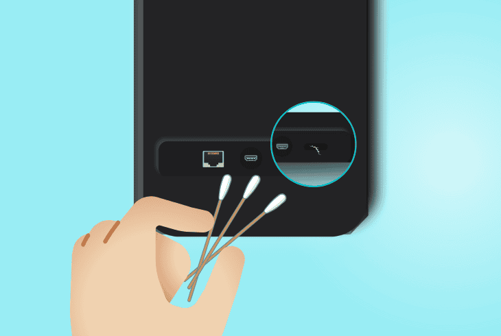 inspect the speaker’s charging port