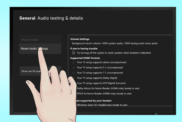 reset your xbox audio settings