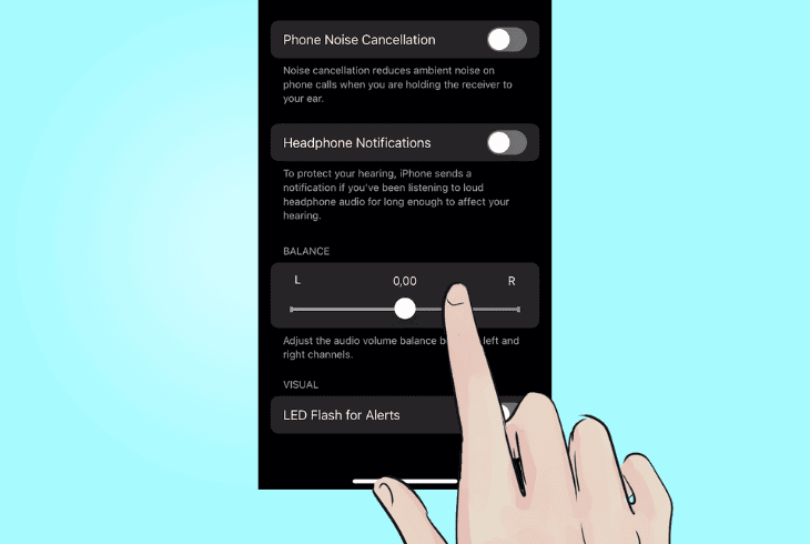 adjust audio balance on ios apple