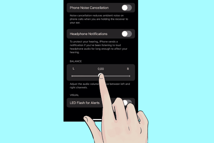 adjust left/right balance on ios