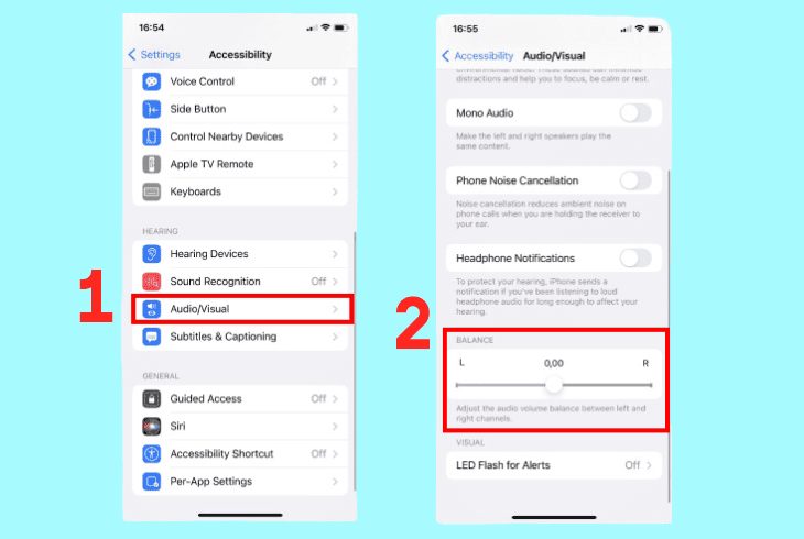 adjust audio balance on iphone