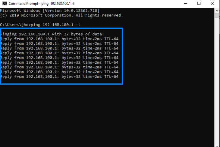 ping tapo camera ip continuously