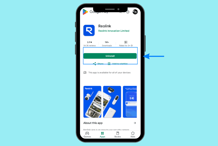reinstall the reolink mobile app